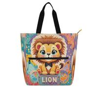 Nexawaveo Sac de piano imperméable pour leçons Motif cerf coloré Sac fourre-tout avec poches zippées pour partitions et livres, Motif lion multicolore 3D, Taille unique