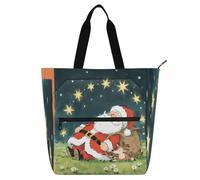 Nexawaveo Sac de piano imperméable pour leçons Motif Père Noël Blanc Sac fourre-tout avec poches zippées pour partitions et livres, Père Noël endormi, Taille unique