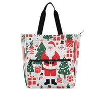Nexawaveo Sac de piano imperméable pour leçons Motif Père Noël Blanc Sac fourre-tout avec poches zippées pour partitions et livres, Motif sapin de Noël blanc, Taille unique