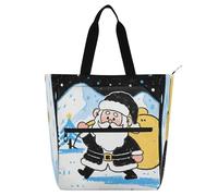 Nexawaveo Sac de piano imperméable pour leçons Motif Père Noël Blanc Sac fourre-tout avec poches zippées pour partitions et livres, Cadeau de Noël noir, Taille unique