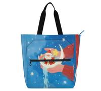 Nexawaveo Sac de piano imperméable pour leçons Motif Père Noël Blanc Sac fourre-tout avec poches zippées pour partitions et livres, Main de Père Noël et lune, Taille unique