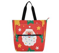 Nexawaveo Sac de piano imperméable pour leçons - Motif Père Noël fantaisiste - Vert - Avec poches zippées - Pour partitions et livres, Dessin animé Père Noël étoile, Taille unique