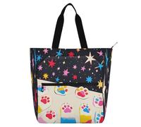 Nexawaveo Sac de piano imperméable pour leçons, photo de chat, sac fourre-tout mignon avec poches zippées pour partitions et livres, Animaux Pattes Étoiles, Taille unique