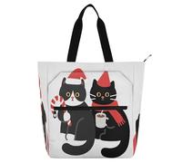 Nexawaveo Sac de piano imperméable pour leçons - Vert - Arbre de Noël - Avec poches zippées - Pour partitions et livres, Chats noirs de Noël, Taille unique