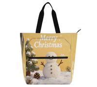 Nexawaveo Sac de piano imperméable pour leçons - Vert - Arbre de Noël - Avec poches zippées - Pour partitions et livres, Bonhomme de neige de Noël jaune, Taille unique