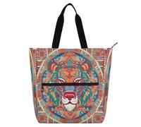 Nexawaveo Sac fourre-tout imperméable multi-usages avec fermeture éclair Motif mélange de fruits tropicaux 600D Oxford Sac à provisions, Tribal Lion Portrait Multicolore, Taille unique