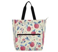 Nexawaveo Sac fourre-tout imperméable multi-usages avec fermeture éclair Sanxingdui Figure Portrait Bleu Rouge 600D Oxford Sac à provisions, Crème à motif floral, Taille unique