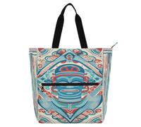 Nexawaveo Sac fourre-tout imperméable multi-usages avec fermeture éclair Sanxingdui Figure Portrait Bleu Rouge 600D Oxford Sac à provisions, Sanxingdui Figurine Portrait Bleu Rouge, Taille unique