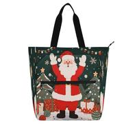 Nexawaveo Sac fourre-tout imperméable multifonction avec fermeture éclair en tissu Oxford 600D Motif tête de Père Noël, Happy Greeting Santa, Taille unique