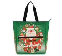 Nexawaveo Sanat Sac de piano étanche pour leçons Sac fourre-tout avec poches zippées pour partitions et livres, Père Noël bleu sarcelle, Taille unique