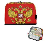 Nexawaveo Trousse à crayons de grande capacité 21,1 x 15 cm avec blason de la Russie pour l'école, le bureau, les voyages
