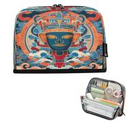 Nexawaveo Trousse à crayons de grande capacité 21,1 x 15 cm avec ornement mythique Sanxingdui foncé pour l'école, le bureau, les voyages