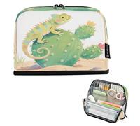 Nexawaveo Trousse à crayons de grande capacité 21,1 x 15 cm caméléon cactus floral pour l'école, le bureau, les voyages