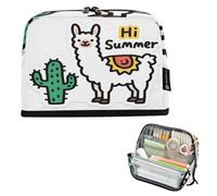 Nexawaveo Trousse à crayons de grande capacité 21,1 x 15 cm Lama Summer Cactus Pochette pour l'école, le bureau, les voyages