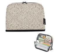 Nexawaveo Trousse à crayons de grande capacité 21,1 x 15 cm, motif art nouveau crème, pour l'école, le bureau, les voyages
