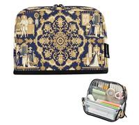 Nexawaveo Trousse à crayons de grande capacité 21,1 x 15 cm, motif royal bleu doré pour l'école, le bureau, les voyages