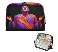 Nexawaveo Trousse à crayons de grande capacité 21,1 x 15 cm - Portrait mystique - Noir - Pour l'école, le bureau, les voyages