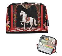 Nexawaveo Trousse à crayons grande capacité 21,1 x 15 cm Cheval royal Noir