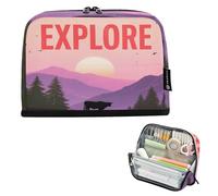 Nexawaveo Trousse à crayons grande capacité 21,1 x 15 cm Motif taureau mystique coucher de soleil pour l'école, le bureau, les voyages