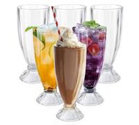 Nexboraque Lot de 6 verres à milkshake en plastique, 450 ml, verres à crème glacée, verres à soda transparents à l'ancienne pour smoothies, bière, fêtes, événements