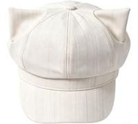 Nexbrill Béret rayé en velours côtelé avec oreilles de chat vintage pour | Motif rayé vintage, charme rétro, style artistique, style automne-hiver, design littéraire classique