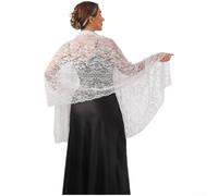 Nexbrill Châle en dentelle mélangée de nylon avec diamants pour les mariées | Dentelle florale complexe, accents de diamant, 75 cm de largeur, drapé doux, essentiel pour une fête de mariage