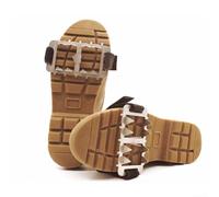 Nexbrill Crampons à glace en acier à 10 dents pour chaussures et bottes, crampons de neige antidérapants avec sangles en nylon pour la marche, la randonnée, le jogging sur glace et la neige, noir