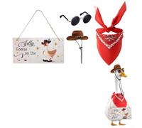 Nexbrill Ensemble de décoration en polyester pour extérieur Thème | Comprend un chapeau de cowboy, un bandana, des lunettes de soleil ; festif pour un look occidental pour le porche ou la