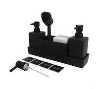 Nexbrill Ensemble de rangement pour évier de cuisine avec 2 distributeurs de savon de 350 ml, porte-éponge, brosse et plateau d'égouttement pour un lavage efficace de la vaisselle, solution de