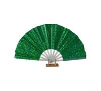 Nexbrill Éventail de danse pliable en PVC transparent de 33 cm, léger pour festivals de musique, spectacles de scène et événements d'entraînement (vert)