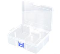 Nexbrill Grande boîte de rangement en plastique transparent avec serrure pour cosmétiques, bijoux, pilules, organisation à la maison, 16,5 x 12 x 5,8 cm
