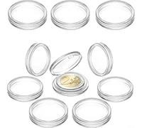 Nexbrill Lot de 10 boîtes de rangement rondes en plastique transparent pour collection de pièces de monnaie de 40 mm de diamètre - Pour le commerce numérique et l'organisation de la maison - 40 mm de