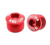 Nexbrill Lot de 2 capuchons de pédale de vélo en alliage d'aluminium pour filetage M14, pièces de réparation haute résistance pour pédales de vélo, argent, 9 mm rouge