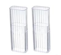 Nexbrill Lot de 2 petites boîtes de rangement transparentes portables pour cotons-tiges, bijoux, pilules, organisation de voyage, anti-humidité, compact, 3,4 x 2 x 10,4 cm (blanc)