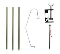 Nexbrill Support de lampe de camping réglable en alliage d'aluminium avec crochet pour table d'extérieur, poteau à 3 sections de 61,5 cm à 125,5 cm de hauteur, noir, café, vert militaire (noir)