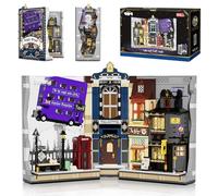 NexBrixxi Magic Street Book Nook Ensemble de blocs de construction Harry Diagon Alley avec lumières, 908 pièces, décoration d'ambiance magique pour bibliothèque, ensemble de construction fantastique
