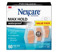 Nexcare Bandages imperméables Max Hold: One Size 60 count, 1.25 in. x 2.5 in. (Clair) / 60 compter