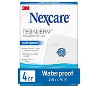 Nexcare Tegaderm Lot de 4 pansements transparents imperméables, confortables, extensibles, à porter jusqu'à 7 jours, 10,2 x 11,4 cm