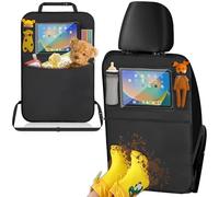 NexGlow Lot de 2 protections de dossier de voiture pour enfants - Protection de siège arrière et de siège avec grande poche zippée - Imperméables - Organisateur de siège arrière - Noir