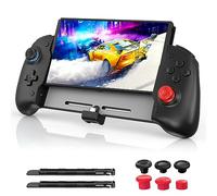 NexiGo Gripcon, Contrôleur OLED Switch/Switch Amélioré pour Le Mode Portable, Conception Ergonomique avec Gyroscope à 6 Axes, Cartographie du Bouton Arrière, Vibration (Noir)