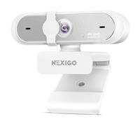 NexiGo N660P Pro Webcam 4K avec Lentille sans Distorsion, 1080P 60 FPS Autofocus, 3DNR, Micros Réduction Bruit Et Cache Confidentialité, Webcam Gaming Streaming PC Mac Switch 2, Blanc