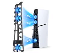NexiGo PS5 Slim Silent Enhanced Cooling Fan with Adjustable Speed, Auto Power on/Off, with USB 3.0 Port, Efficient Cooling System for Both PS5 Slim Disc and Digital Editions