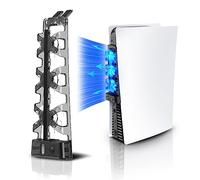 NexiGo PS5 Ventilateur de Refroidissement avec Del, pour Les éditions disques et digitales, Système de Refroidissement Efficace, Facile à Installer, Vitesse des Ventilateurs réglable et Port USB