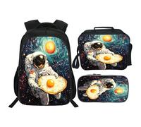 Neximag Sac à dos sirène 3 pièces pour filles et adolescentes, cartable fantaisie océan avec trousse à déjeuner, sac à livres léger, parfait pour les élèves du primaire et du lycée, Œuf d'astronaute