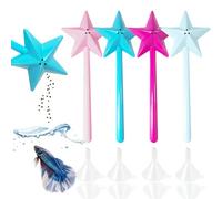 Nexolia Lot de 4 mangeoires manuelles créatives pour poissons Bleu clair Bleu Rose Magenta Comprend un entonnoir pratique et une baguette magique en forme d'étoile Idéal pour l'alimentation des