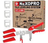 NEXOPRO® - Kit de Nivellement pour Carrelage - 100 Croisillons 2 mm + 100 cales + Pince - Système Autonivelant Pour Pose de Carrelage - Facile à Utiliser - Résultat Professionnel Sol & Mur