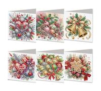 Nexoria Diamond Painting - Lot de 6 cartes de Noël 5D Diamond Painting - Avec enveloppe - Calendrier de l'Avent - Couronne de porte - Peinture diamant - Cartes de vœux de Noël (A)