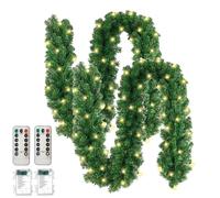 Nexoria - Guirlande de Sapin Artificielle avec 100 LED - 3 m - Ronde - Verte - Guirlande de Noël avec Éclairage et Télécommande