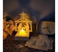 Nexoria Lot de 2 moules en silicone de Noël - Crèche de Noël - Avec socle - Pour crèche de Noël, crèche de Noël - Bougeoir (A)