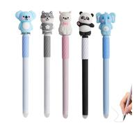 Nexoria Lot de 5 stylos à bille effaçables avec motifs d'animaux de dessin animé 3D - Stylos à bille effaçables pour l'école, le bureau, la vie quotidienne (B)